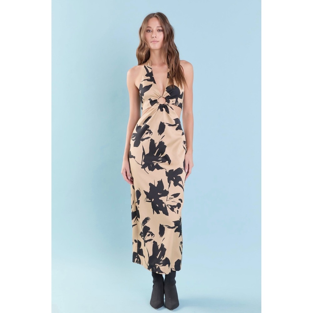 Endless Rose NWT $130 Floral Cutout O-Ring Maxi Dress Women's‎ Size Small